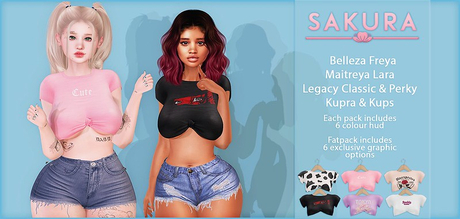 Second Life Marketplace - {Sakura} Naomi Tee - Fatpack